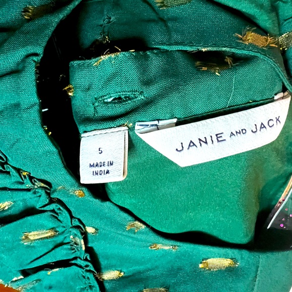 Girls Janie & Jack Green & Gold dress - Picture 2 of 3
